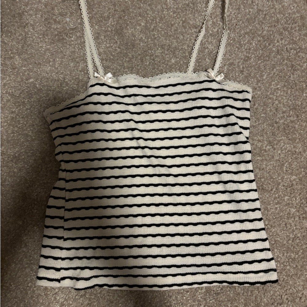 American Eagle Outfitters Black and White Striped Camisole